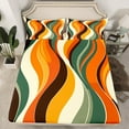 thumbnail image 2 of jejeloiu Vintage Striped Print Bed Sheets,Abstract Geometric Pattern King Sheets,Multicolor Waves Lines Sheet Set For Adult,Breathable Home Decor,4 Pieces, 2 of 7