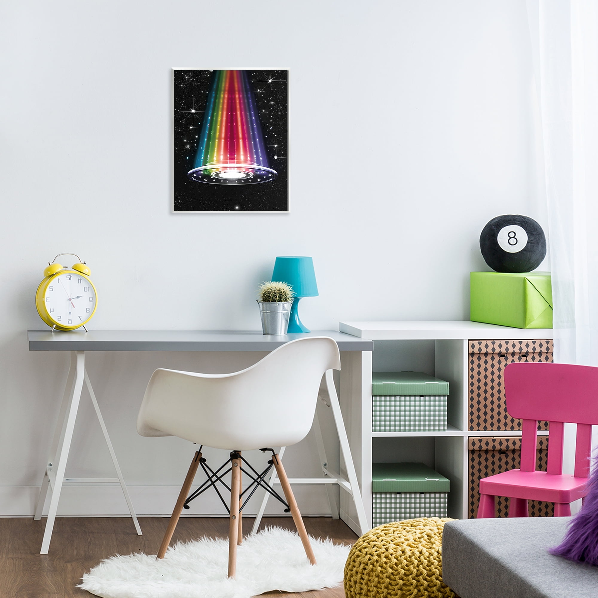 Rainbow Galaxy UFO Wall Plaque Art, design by Sasha