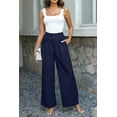 thumbnail image 2 of Women's Casual Wide Leg Dress-Pants, High Elastic Waisted in The Back Business Flowy Trousers with Pockets, 2 of 10