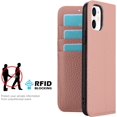 thumbnail image 2 of for iPhone 11 Wallet Case with RFID Blocking Card Slots Holder and Wrist Strap,Flip Folio Magnetic Closure,Kickstand,Genuine Leather Cover Case for iPhone 11 6.1",Pink, 2 of 16