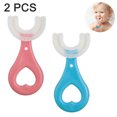 thumbnail image 2 of 2 cepillos de dientes infantiles Vhermosa silicona tipo corazón de melocotón azul y rosa, 2 of 8