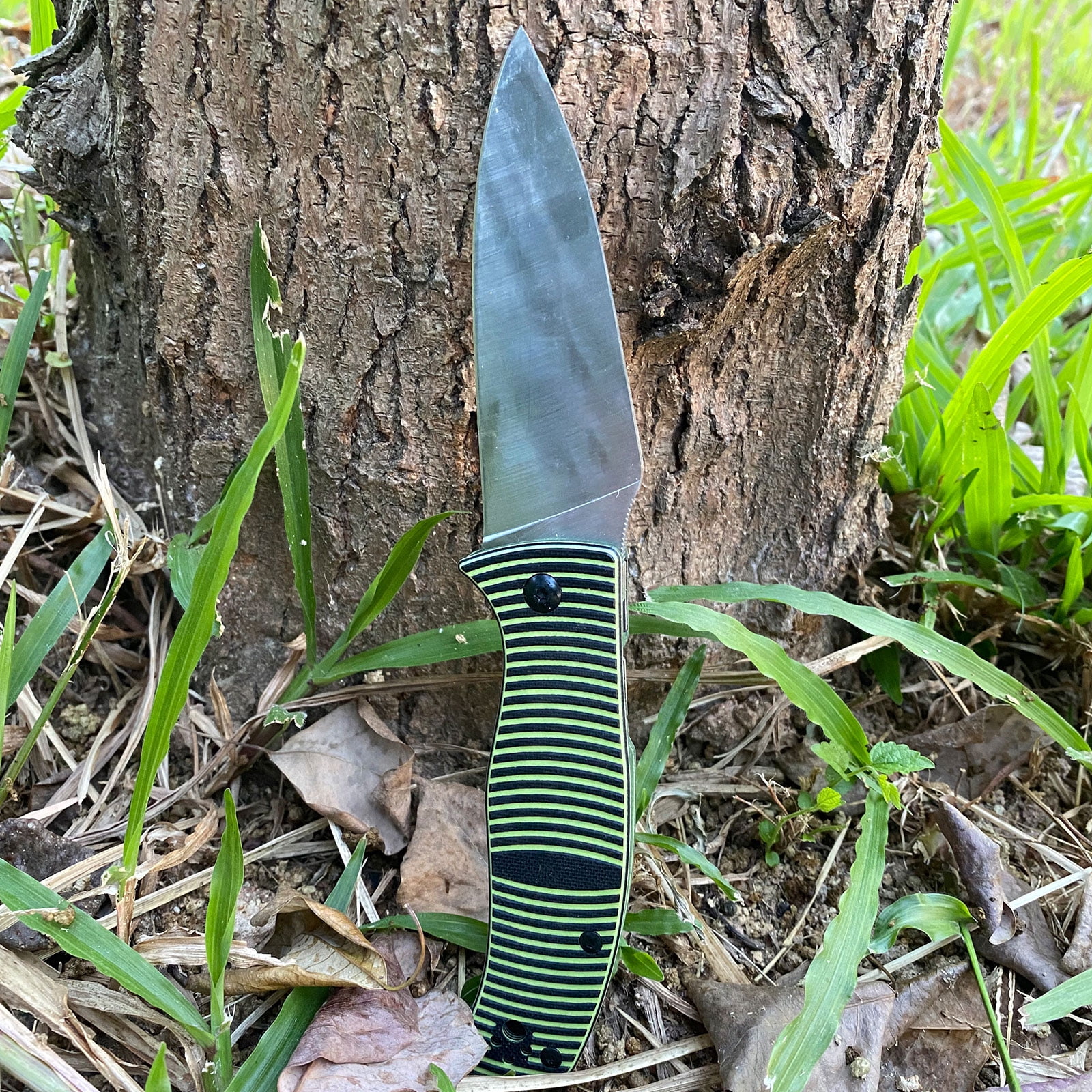 Folding Pocket Knife, Green Handle Bronze Blade for Outdoor Camping Survival, EDC Knife for Easter Independence Day Thanksgiving Halloween Christmas and Father's Day