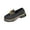 Black, variant on Black Womens Loafers With Round Toe Thick Heel Thick Sole Frosted Finish Mid Heel Comfortable Cushioned Footbed For Casual Office Wear Size 43