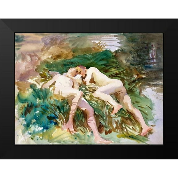 Sargent, John Singer 14x12 Black Modern Framed Museum Art Print Titled - Tommies Bathing