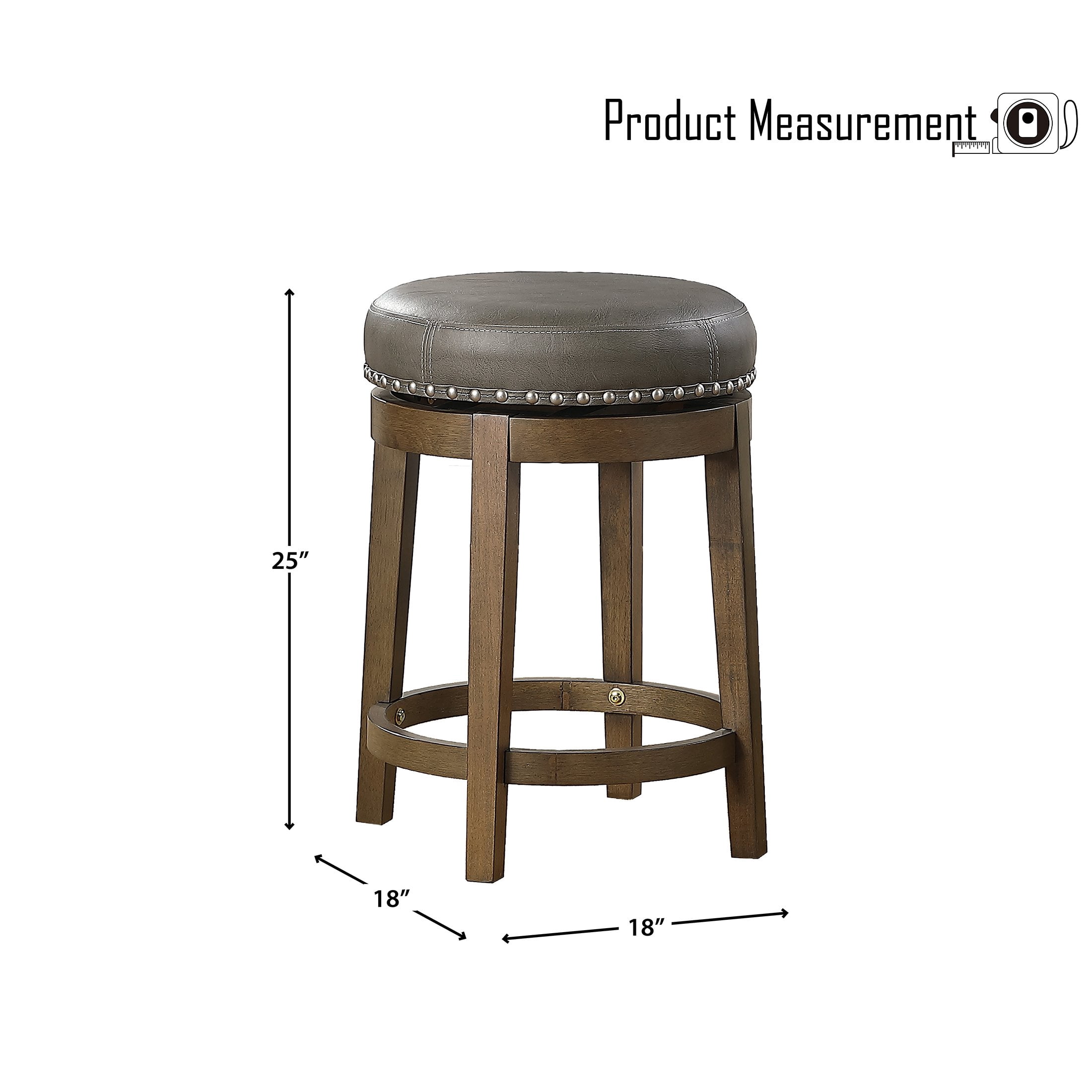 OakvillePark Muny Round Swivel Counter Height Barstool (Set of 2), Gray