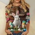 thumbnail image 2 of Tauxra Easter Pullover for Women 3/4 Sleeve Round Neck Printed Casual Top with Short Sleeve for Spring and Holiday, 2 of 5
