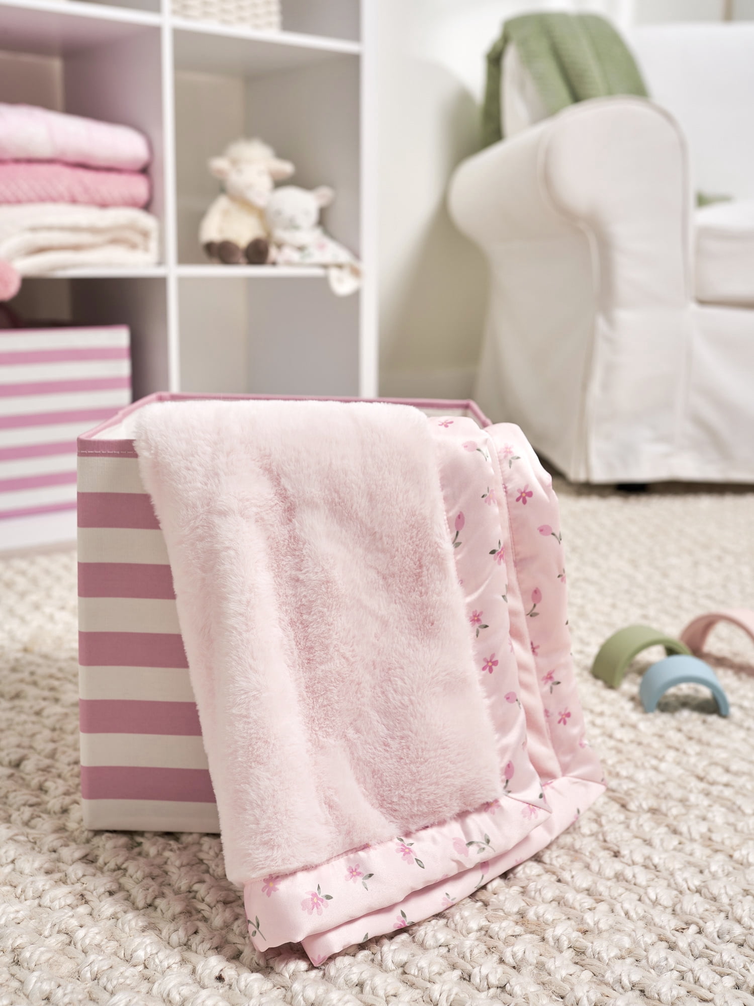 Modern Moments By Gerber Baby Foldable Poly Square Storage Bin, Infant Pink