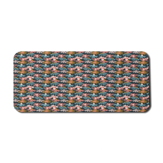 Floral Computer Mouse Pad, Graphical Doodle Style Burgeoning Flowers Drawn by Hand, Rectangle Non-Slip Rubber Mousepad X-Large, 35" x 15" Gaming Size, Multicolor, by Ambesonne