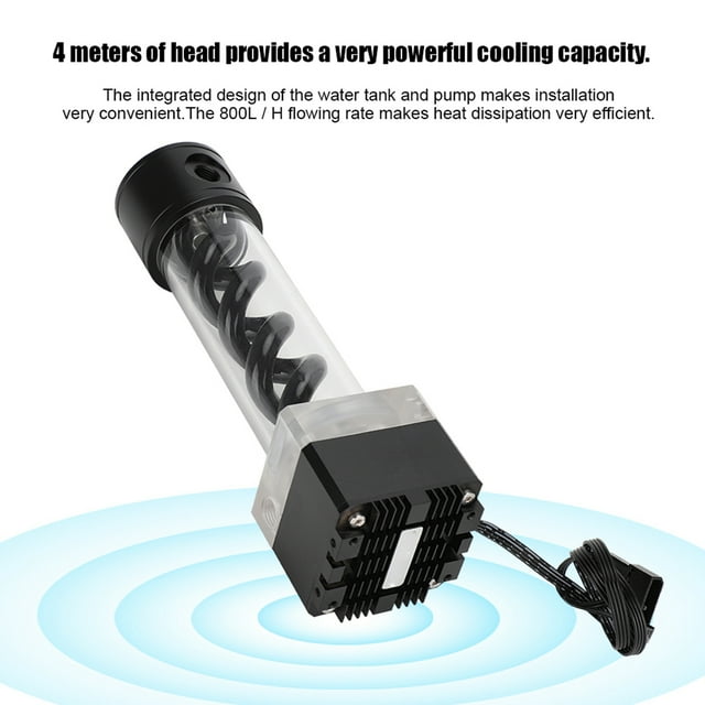 Pump, PWM Speed Control Multi-Level Protection Water Cooling Pump, Transparent for Computer Cooling System Black,Silver