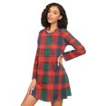 thumbnail image 3 of FORMRS Womens Long Sleeve Nightgowns Crew Neck Sleep Shirt Soft Pajamas Sizes S-3XL, Red and Blue Pattern, 3 of 8