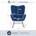 thumbnail image 5 of BELLEZE Modern Rocking Chair Tufted Upholstered Velvet Accent Rocker Chair Solid Wood Leg Wing Back Nursery Glider Armchair Single Sofa Chair for Living Room and Bedroom- Finnegan (Navy Blue), 5 of 6