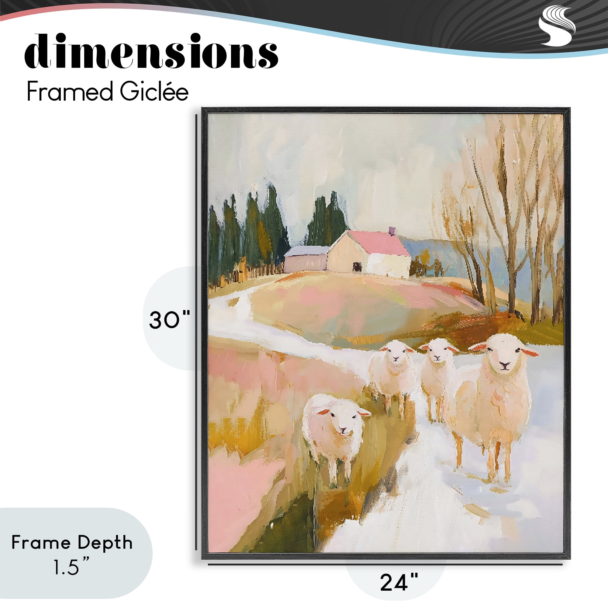 Stupell Industries Sheep on the Roadside Pasture Black Framed Giclee Art, design by The Prints Vibe