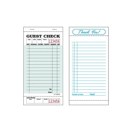 UPC: 0054034363211 | Guest Check Book 1 Part Green 15 Line  130g | 50 Checks per book | 50 Books