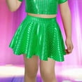 thumbnail image 2 of Coerni Girls Sequin Skirt Sparkly Metallic Skater Skirt Shiny Flared Skort Pleated Checkered Square A Line Dress Ballet Dance Shorts, 2 of 4