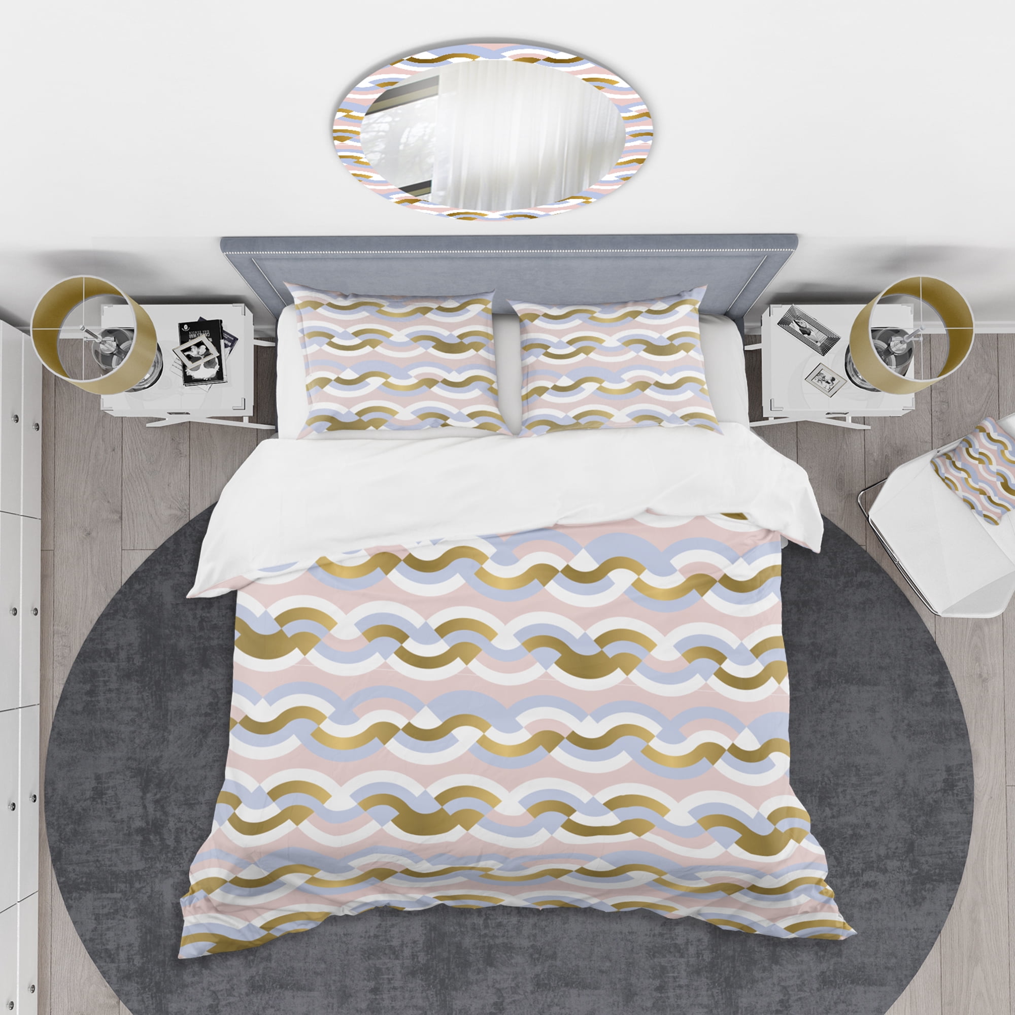 Designart 'Geometric Retro Braids Wave' Mid-Century Modern Duvet Cover Set