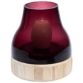 thumbnail image 6 of Northlight Glass Hurricance Candle Holder with Wooden Base - 9.75" - Merlot, 6 of 7