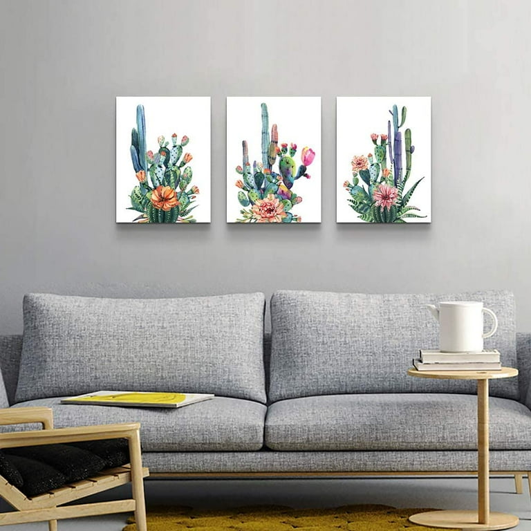 Geometric Cactus Set of 2 Modern Art Canvas Prints for Girls Bedroom Decor