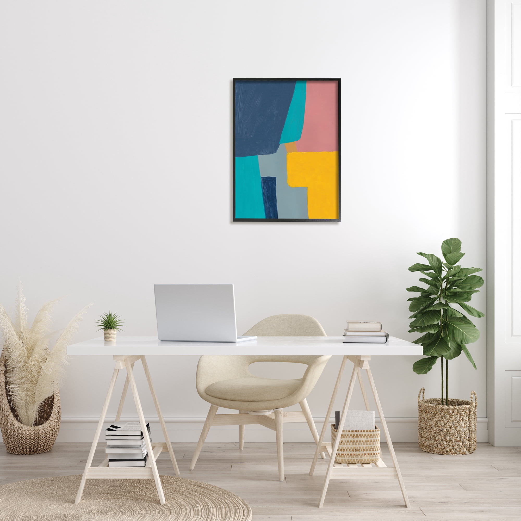 Stupell Industries Geometric Pop Abstract Shapes Pink Blue Yellow, 24 x 30, Designed by Bronwyn Baker