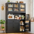 thumbnail image 2 of Hiphuta 72" Tall Modern Pantry Cabinet with Adjustable Shelves, Freestanding Kitchen Hutch Cabinet for Dining Room, Black, 2 of 8