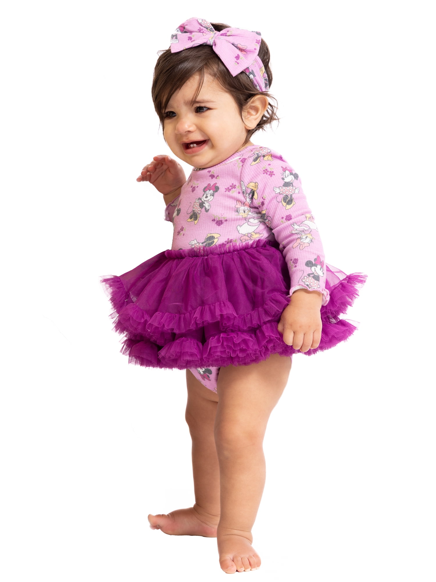 Minnie Mouse Baby Girls Tutu Dress Bodysuit with Matching Headband Set, 2 Piece, Sizes Newborn-24M
