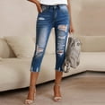 thumbnail image 2 of HKYNLAG Capri Jeans for Women Ripped Stretch Denim Capris High Waisted Skinny Cropped Pants with Pockets Light Blue L, 2 of 7