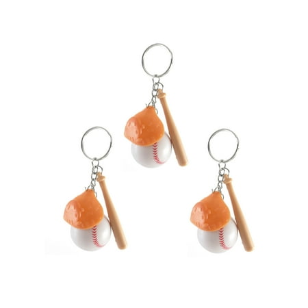 3PCS Plastic Baseball Glove Bat Pendant Keychain Key Chain Purse Ornamnet Gift