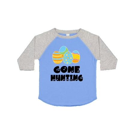 

Inktastic Gone Hunting Blue and Yellow Easter Eggs Gift Toddler Boy or Toddler Girl T-Shirt