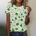 thumbnail image 2 of LEKWK St Patricks Day Tops for Women Swirl Clover Vine Graphic Tees Short Sleeve Casual Tops Summer Tops Abstract Pattern Spring Clothing, 2 of 6