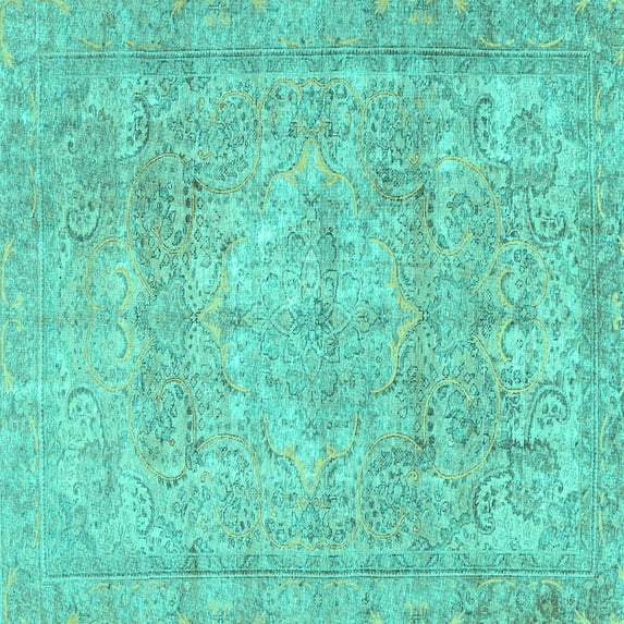 Ahgly Company Indoor Square Persian Turquoise Blue Traditional Area Rugs, 5' Square
