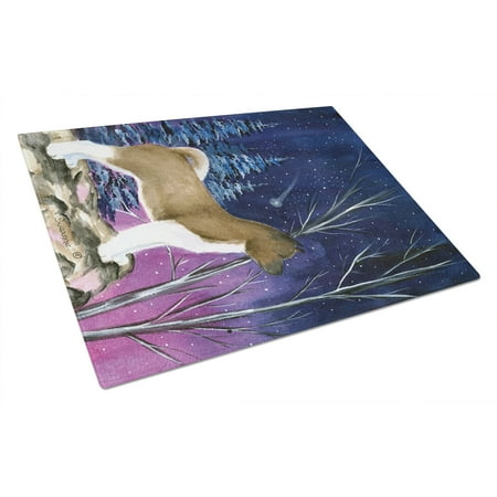 

Caroline s Treasures Starry Night Akita Glass Cutting Board Large