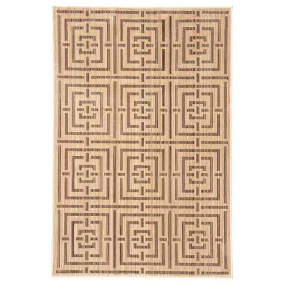 SAFAVIEH Infinity Siomha Geometric Polyester Area Rug, Yellow/Taupe, 4' x 6'