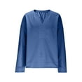 thumbnail image 6 of LEBONYARD Women's Fashion Chic V-Neck Design Solid Colored Pullover Soft Sweatshirts Casual Comfortable Long Sleeve Loose Fit Ladies Daily Tops, 6 of 8