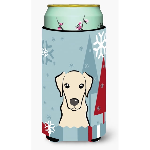 ""Caroline'S Treasures Vacaciones de invierno Labrador amarillo Niño alto Koozie Hugger Multicolor""