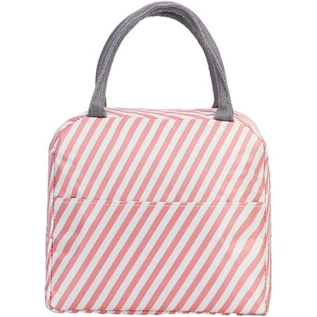 

LunchBag.InsulatedLunchBagforWomenKidsMenThermalLunchCoolerToteBagsforKidsSchoolGirlsAdultsLadiesMenOutdoorPicnicWork (PinkandWhiteStripes)