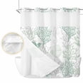 thumbnail image 2 of Green Coastal No Hook Shower Curtain Waterproof, Bathroom Curtains with Snap in Liners and See Through Top Window, Sea Turtle Nautical Coral Summer Beach Hotel Style Bathtub Curtains Shower 72"Wx72"L, 2 of 8