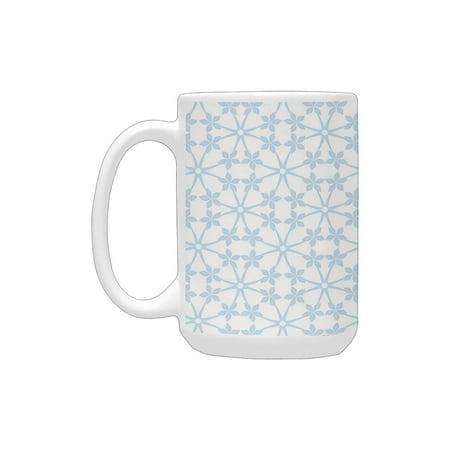

House Decor Collection Abstract Floral and Dots Pattern Snowflakes Classic Stylish Checkered Design Ceramic Mug (15 OZ) (Made In USA)
