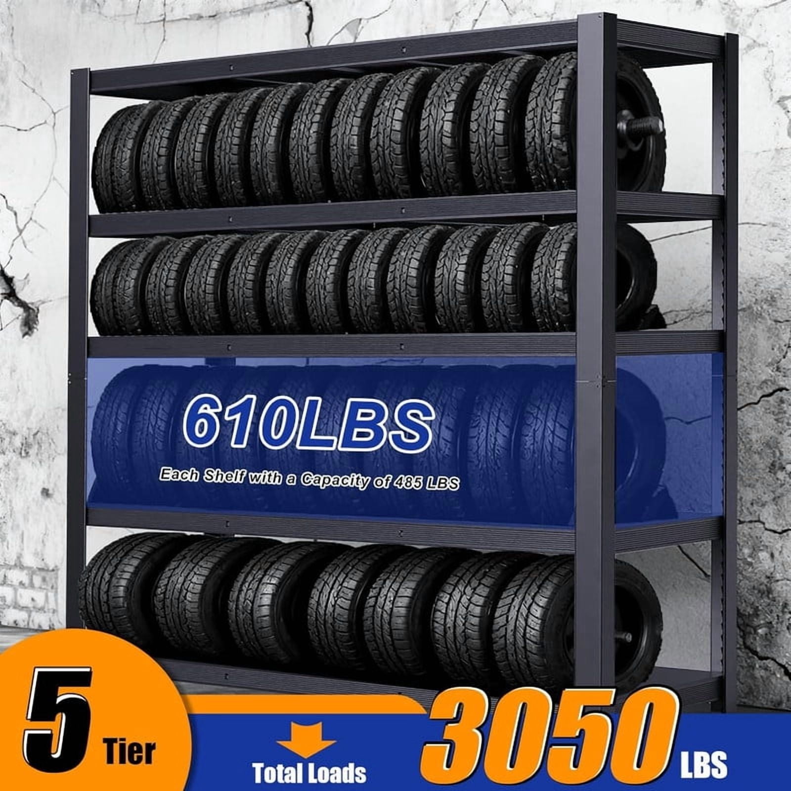 84''H Garage Shelving Unit, Black Storage Shelf, 5 Tiers Storage Racks, Free Standing Heavy Duty Metal Board Adjustable Shelves