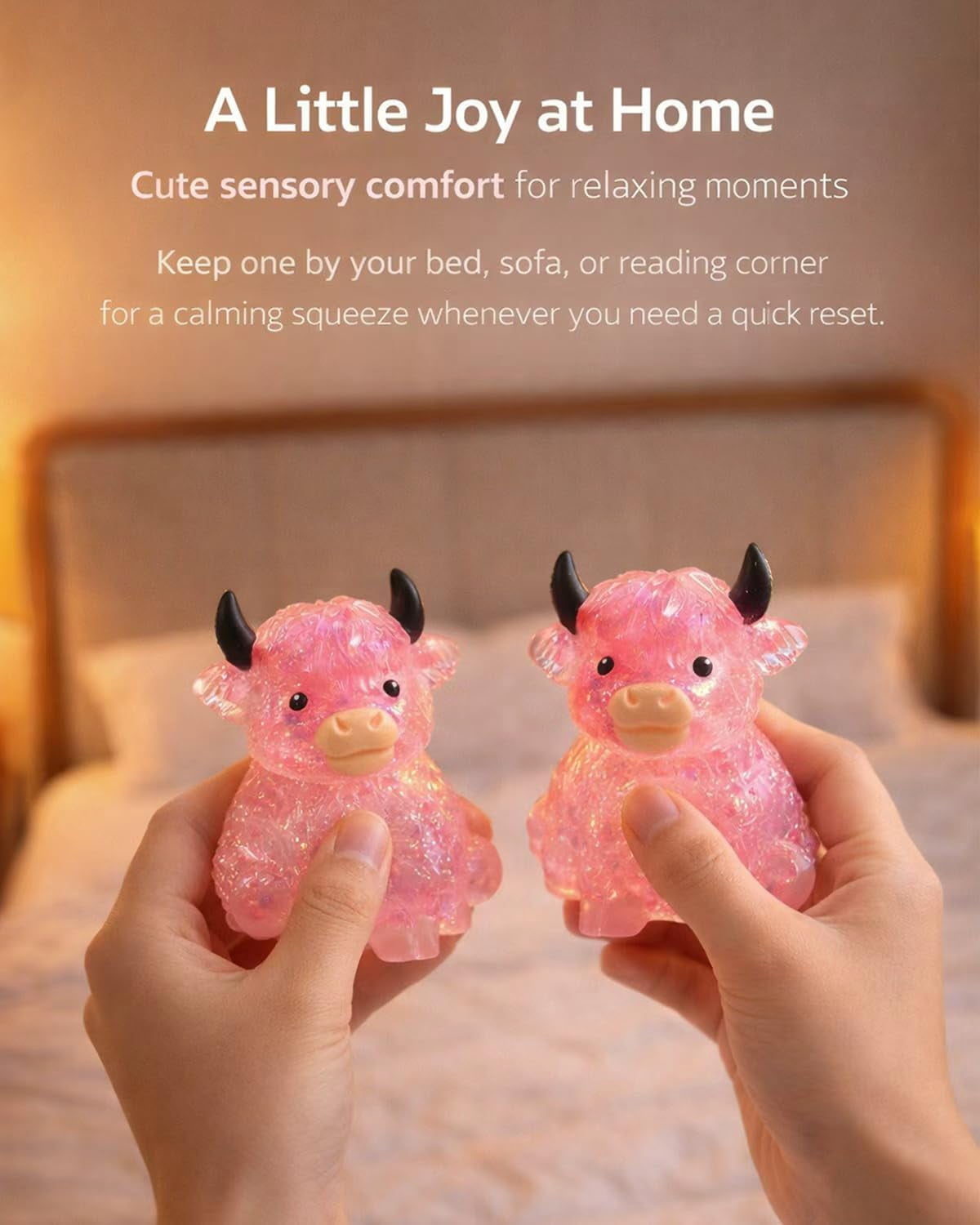 Glitter Highland Cow Squishies Fidget Stuff, Soft Slow Rising Stress Relief Ball, Cute Sensory Squeeze, Birthday Graduation Gifts for Cow Lovers