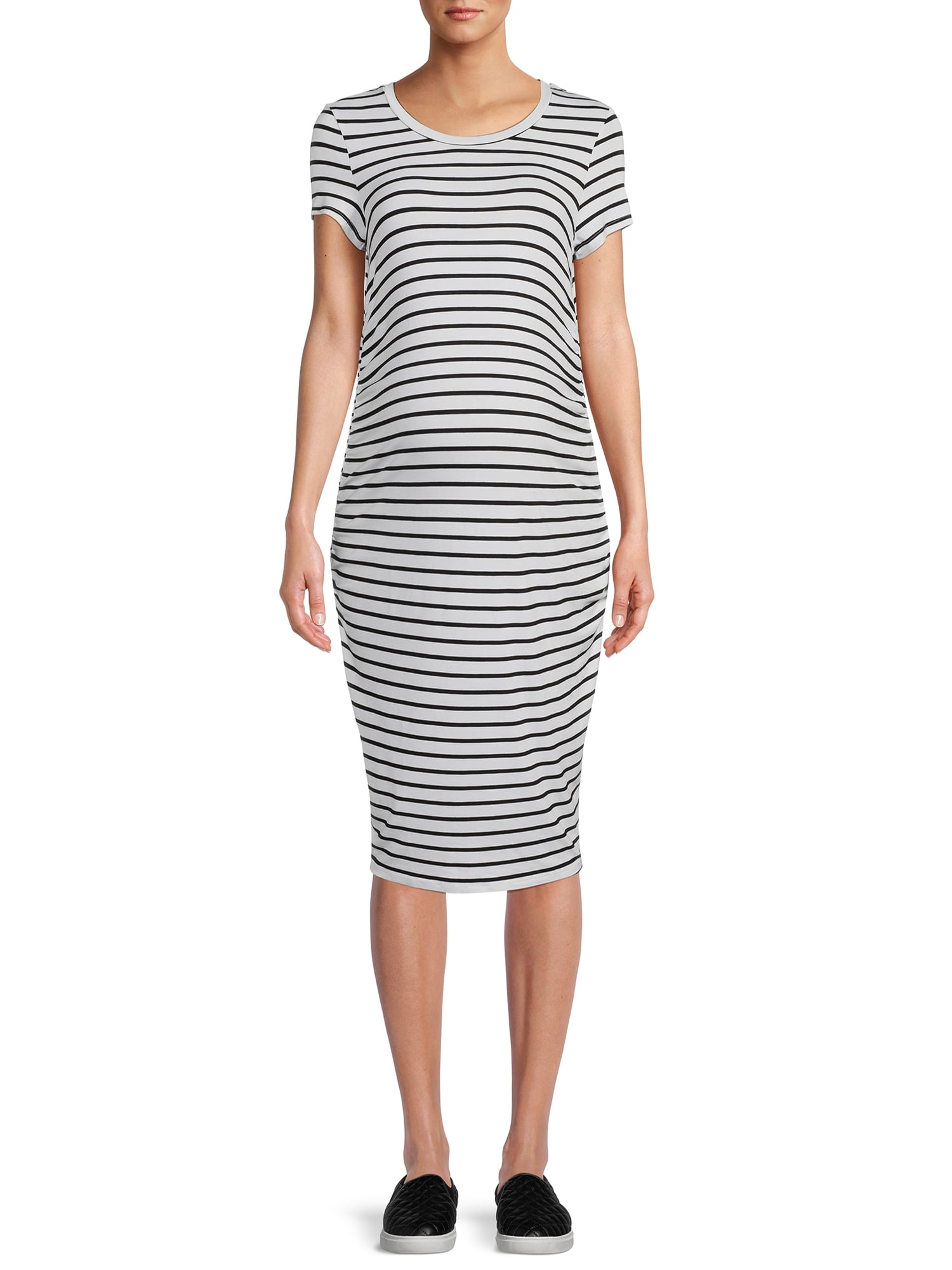Time & Tru Women's Maternity Striped Dress with Ruched Sides - Soft & Comfortable - Walmart.com Time & Tru Women's Maternity Striped Dress with Ruched Sides - Soft & Comfortable - Walmart.com