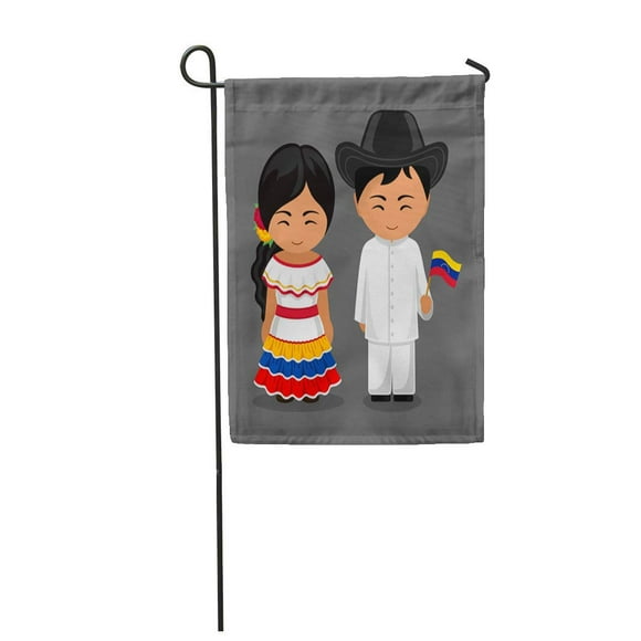 POGLIP Venezuelans in National Dress Flag Man and Woman Traditional Costume Garden Flag Decorative Flag House Banner 28x40 inch