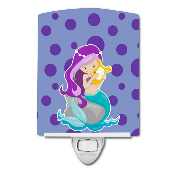 Caroline's Treasures BB8827CNL Beach Mermaid Purple Hair Grace Ceramic Night Light, 6x4x3", multicolor