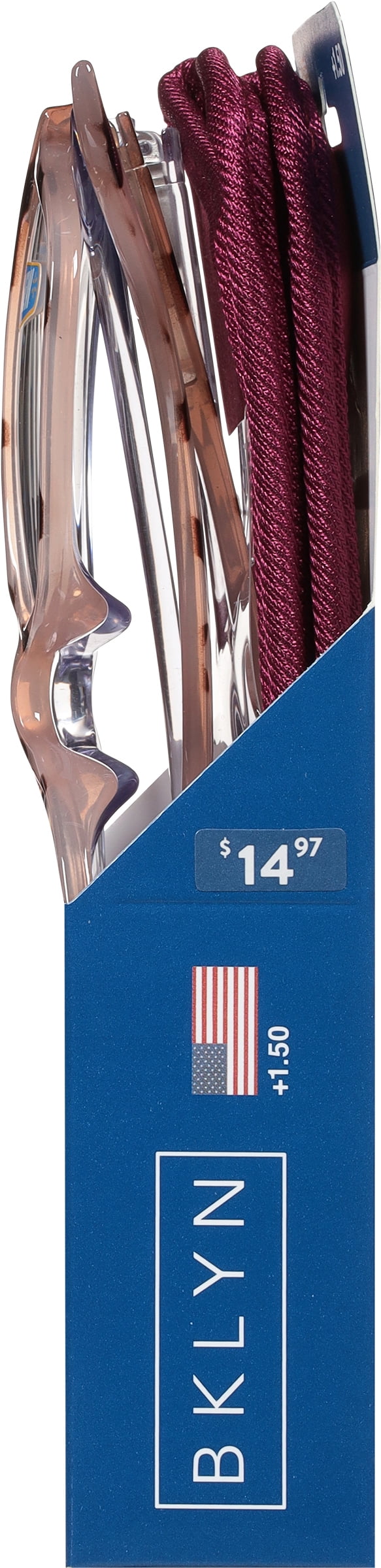 (2 pack) Bklyn, Marcy +1.50, Adult, Womens, Plastic Reading Glasses & Pouches Value Pack , 2 Ea