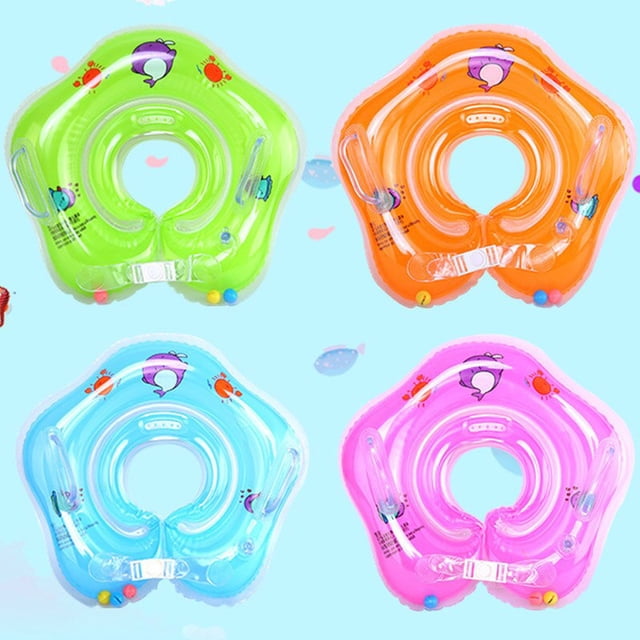 Pool Inflatable Ring Baby Swimming Neck Ring Infant Bathing Float Circle Cartoon Kids Swimming Toys Safety Water Floating heqiyong LED