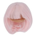thumbnail image 2 of Peluca de muñeca con flequillo recto hasta los hombros, pelo corto, fibra suave, fácil de cortar para BJD 1/3, color rosa, 2 of 15