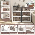 thumbnail image 6 of 3 layers can be stacked freely. Large Plastic Storage Bins with Lids and Open Front, Stackable Storage Containers with Wheels for Clothes, Home and Room.White, 6 of 7