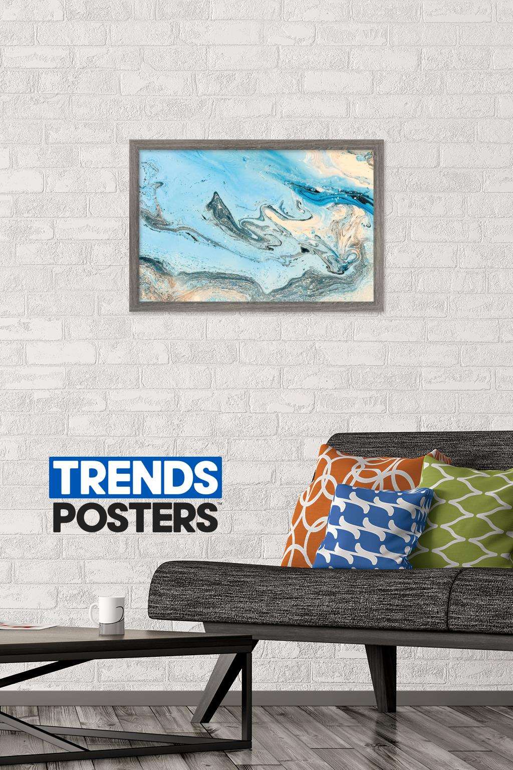 Frosted Art Trend - Marble Wall Poster, 14.725" x 22.375", Framed