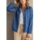 thumbnail image 3 of ABPHQTO Camisa vaquera de mujer de manga larga con botones y cuello vuelto azul, 3 of 5
