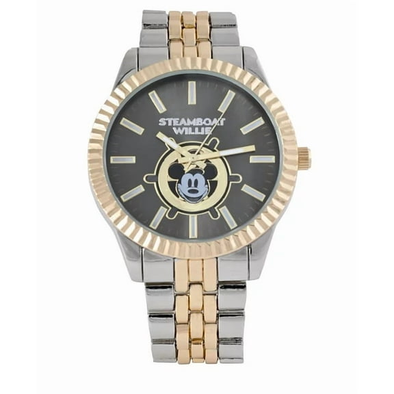 Disney 100th Anniversary Mickey Mouse Steamboat Willie Watch , Gold/Silver, NIB MK48257MC