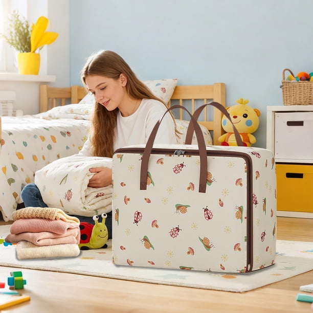 Heavy Duty Storage Bags Large Capacity Waterproof Reusable Foldable Travel Organizer Moving Supplies for Clothes Bedding Home Organization Space Saving Tote with Double Zipper Reinforced Handles