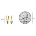thumbnail image 2 of 18K Gold Plated Sterling Silver Green Nano CZ Tri-stone Drop Huggie Earrings, 2 of 7